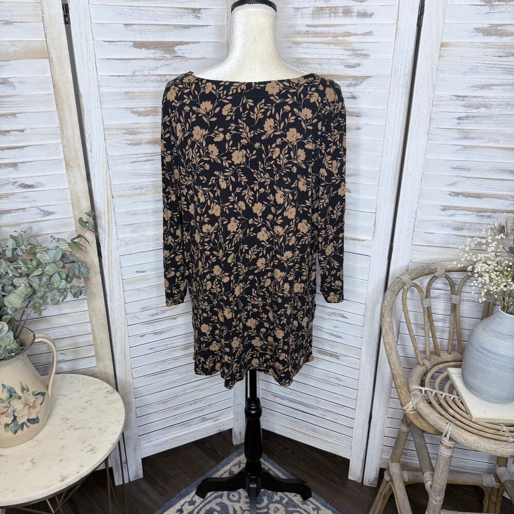 J. JILL WEAREVER COLLECTION Women's Size L Printed Floral Tunic Top Black Brown - Picture 5 of 14